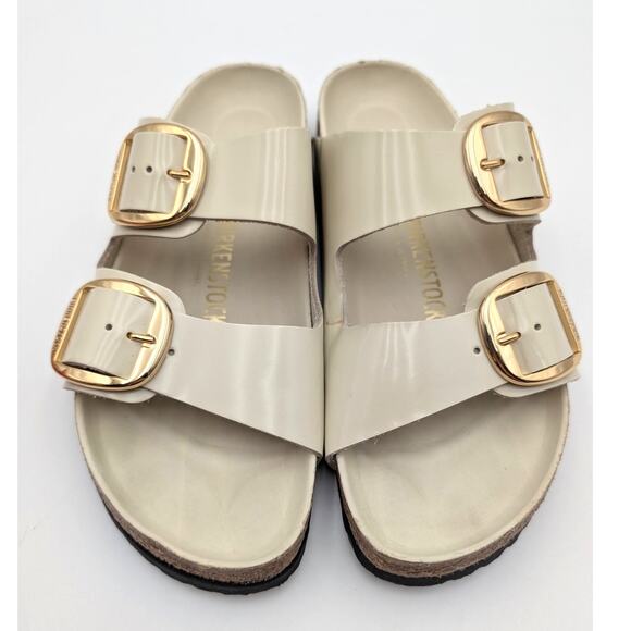 Birkenstock Arizona Big Buckle Leather Sandals High Shine Ecru Sz US W9/M7 EU40 - Picture 9 of 12